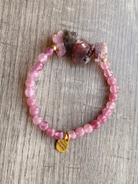 Scorpio Woman Onyx & Cherry Quartz Beaded Bracelet