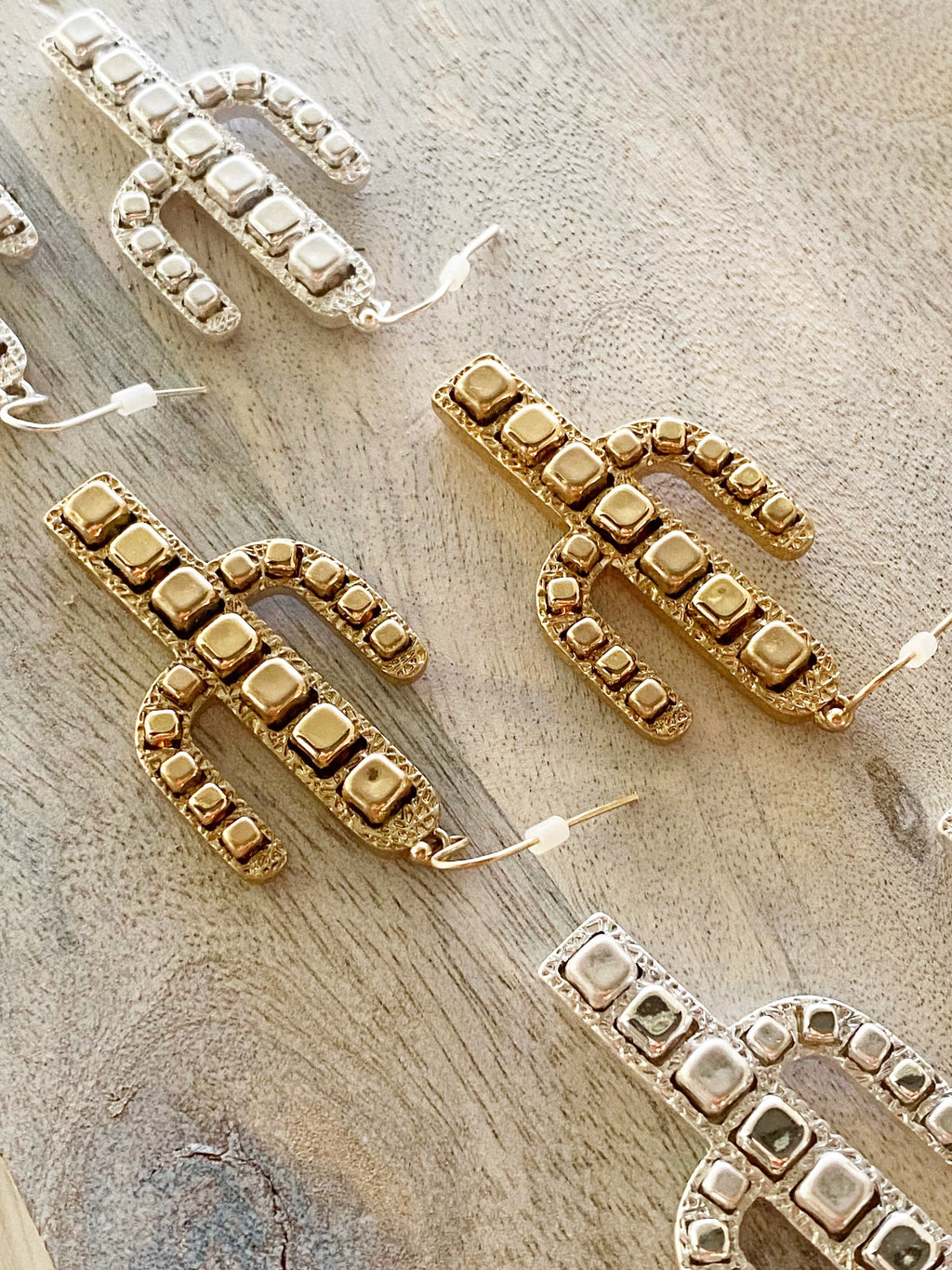 Silver Cactus Western Earrings