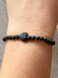 Dainty Lava Stone Heart Beaded Bracelet