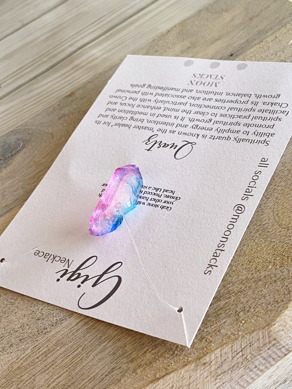 The Gigi Quartz Necklace-Blue & Pink