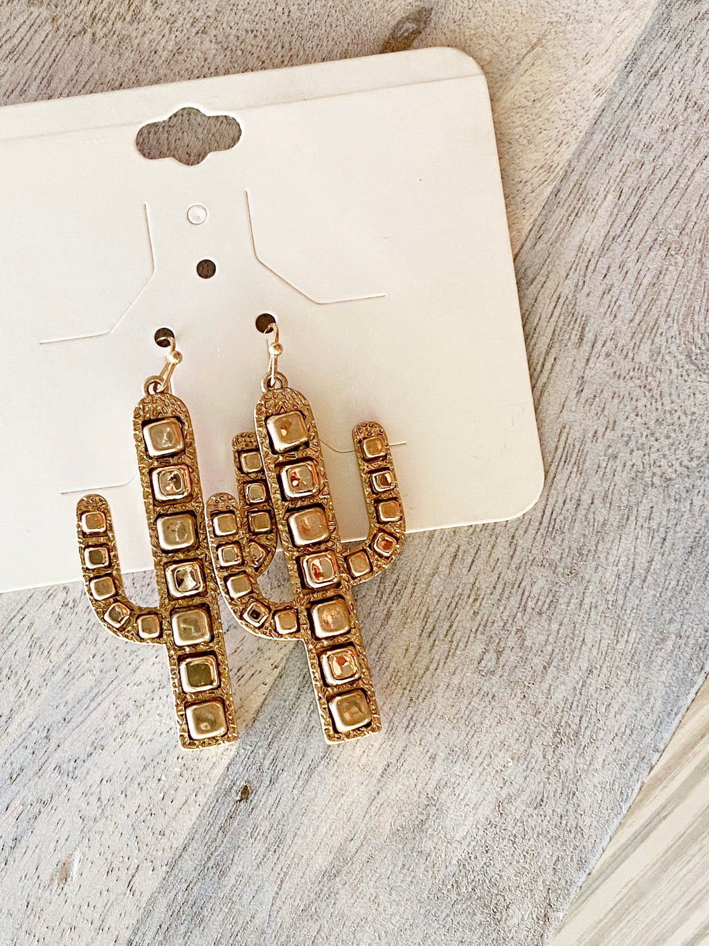 Golden Cactus Western Earrings