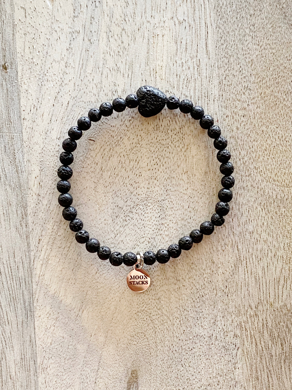 Dainty Lava Stone Heart Beaded Bracelet