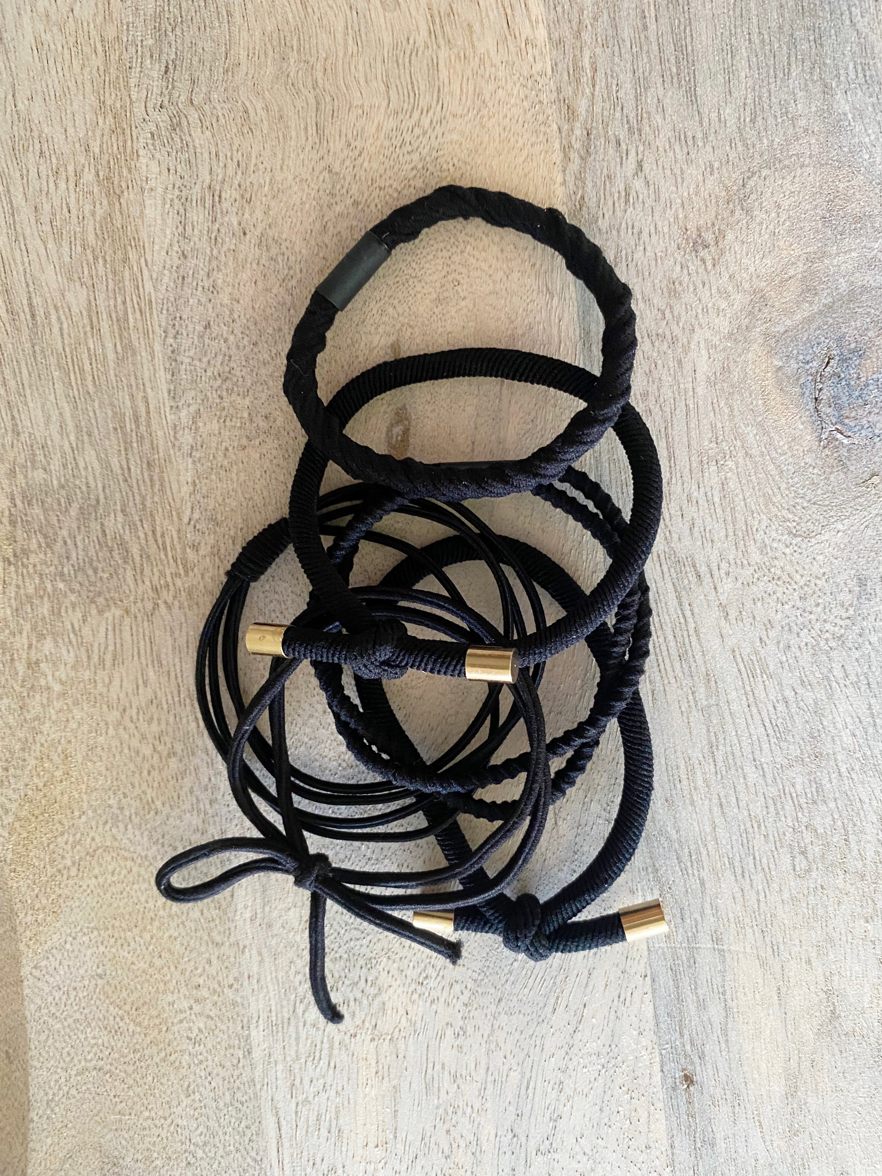 Black Hair Tie Stack