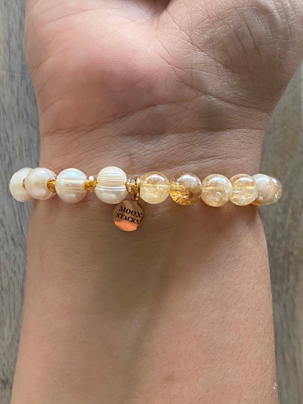 Bliss Citrine & Pearls Single Bracelet