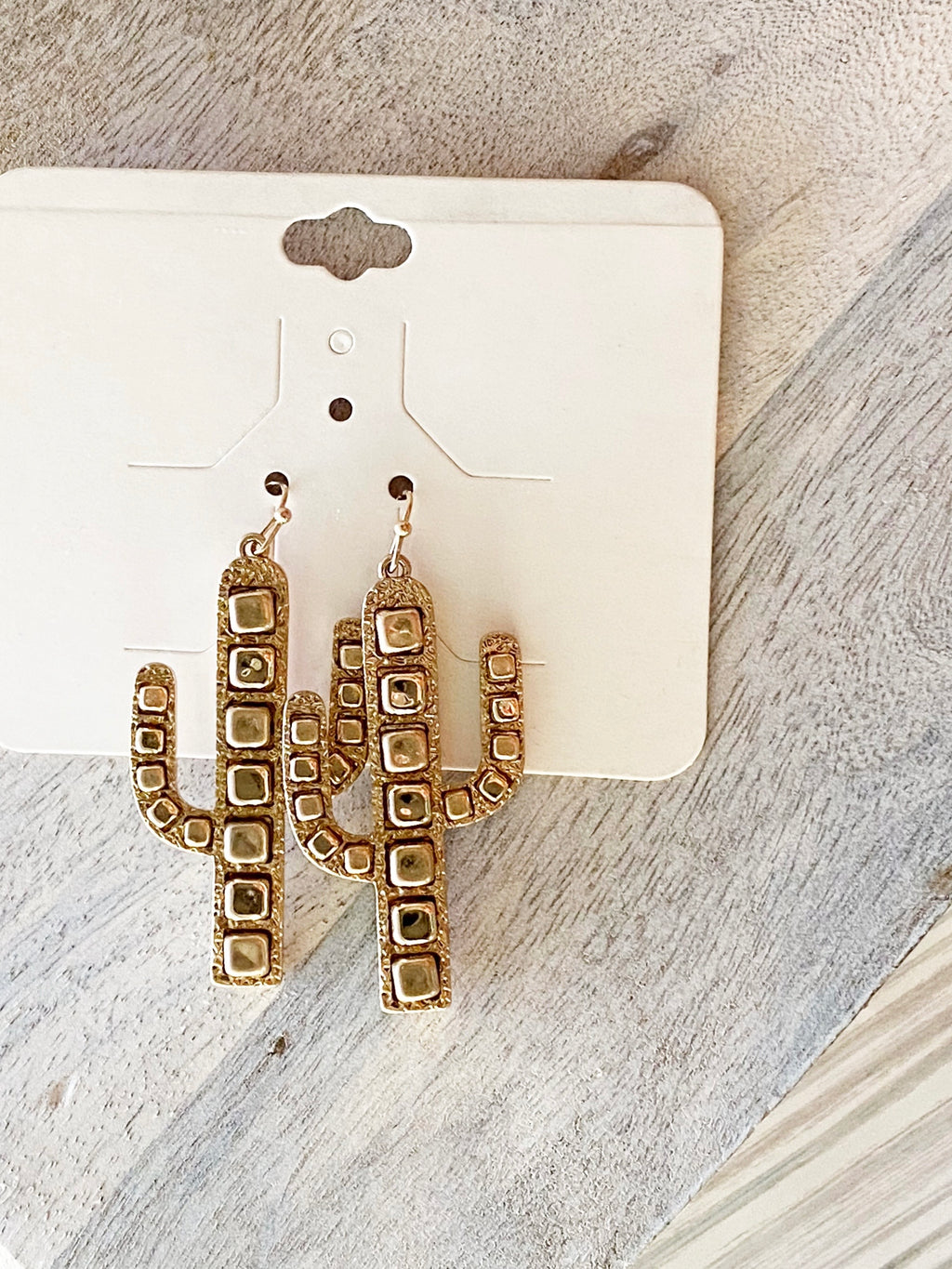 Golden Cactus Western Earrings