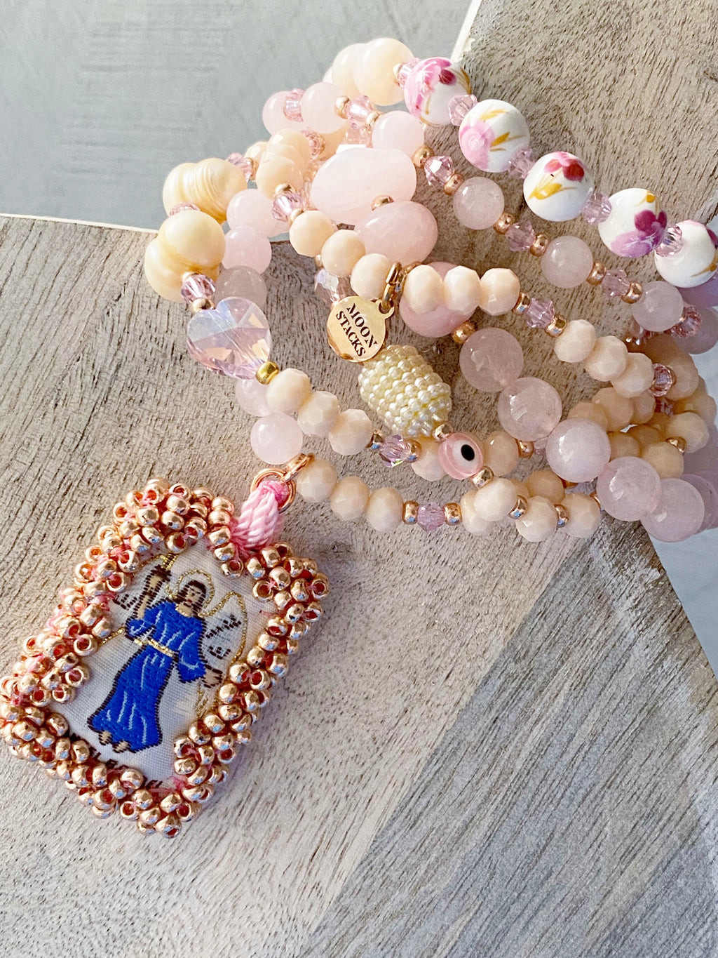 Archangel Raphael Escapulario Bracelet Stack