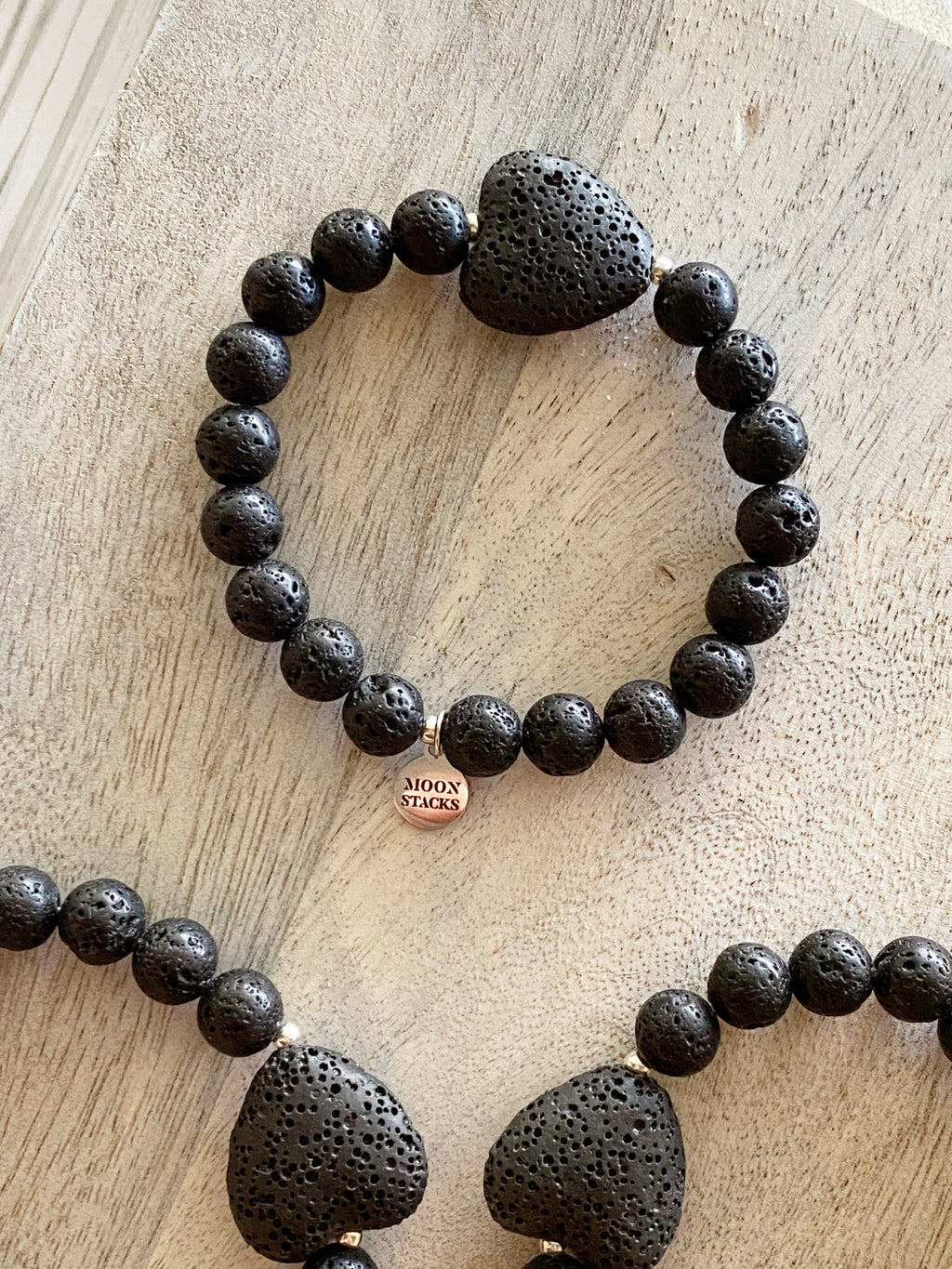 Lava stone heart beaded bracelet