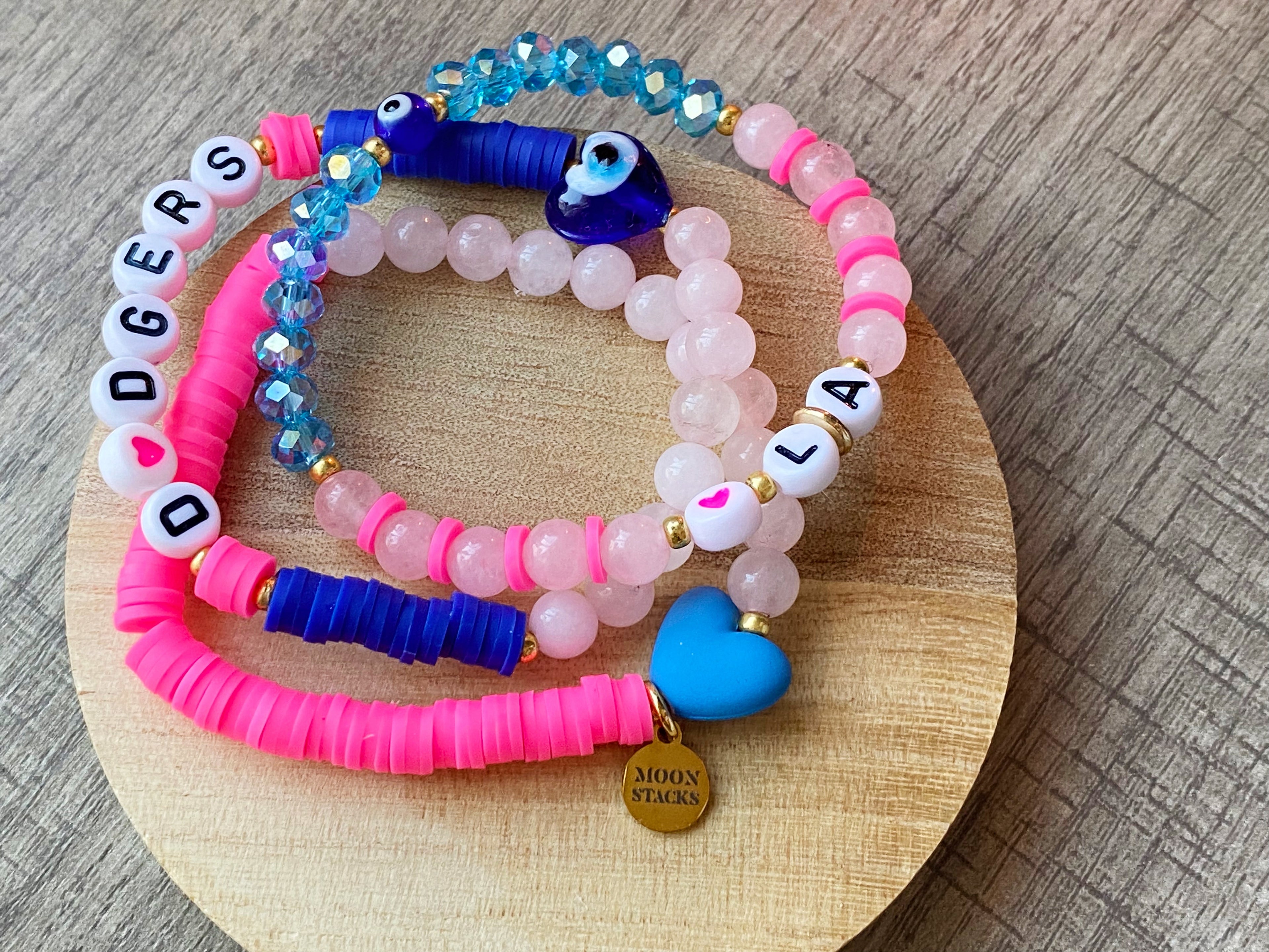 Dodgers Inspired Beaded Bracelet Stack