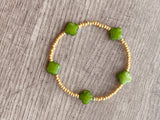 Green Clover Dainty Bead Bracelet