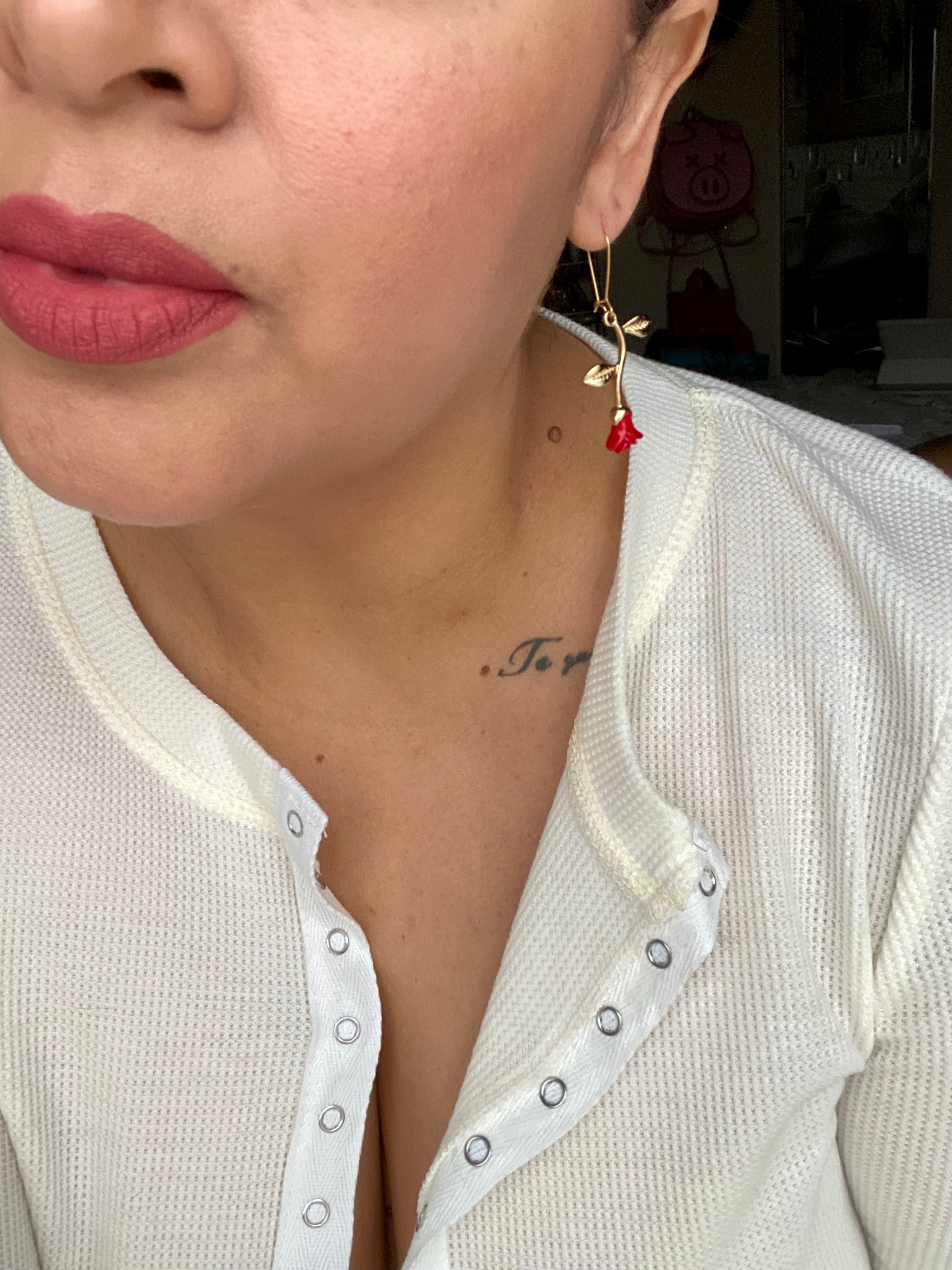 Belle Red Rose Earrings