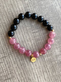 Scorpio Unisex Onyx & Cherry Quartz Beaded Bracelet