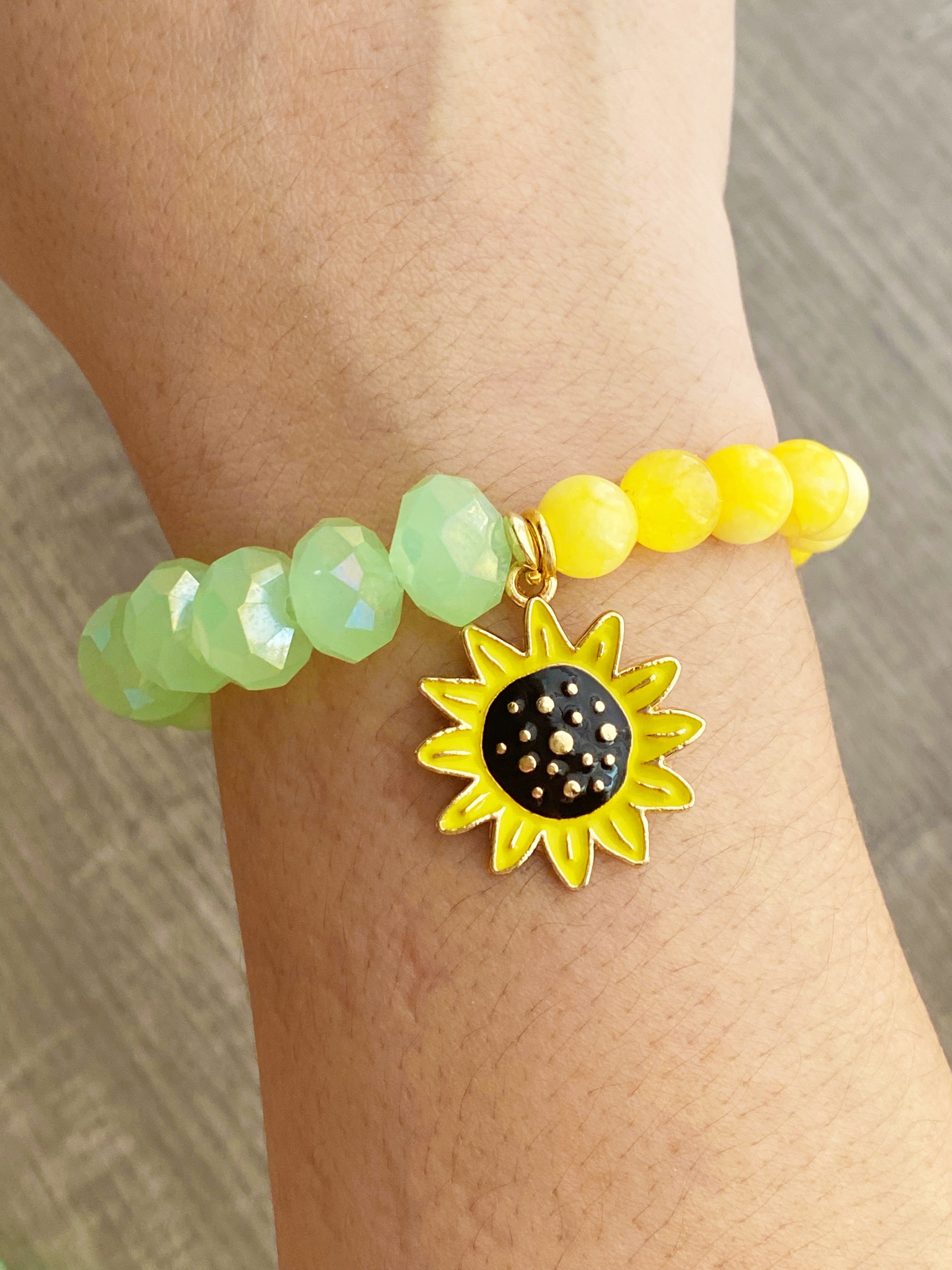Sunflower Fields Single Beaded Bracelet