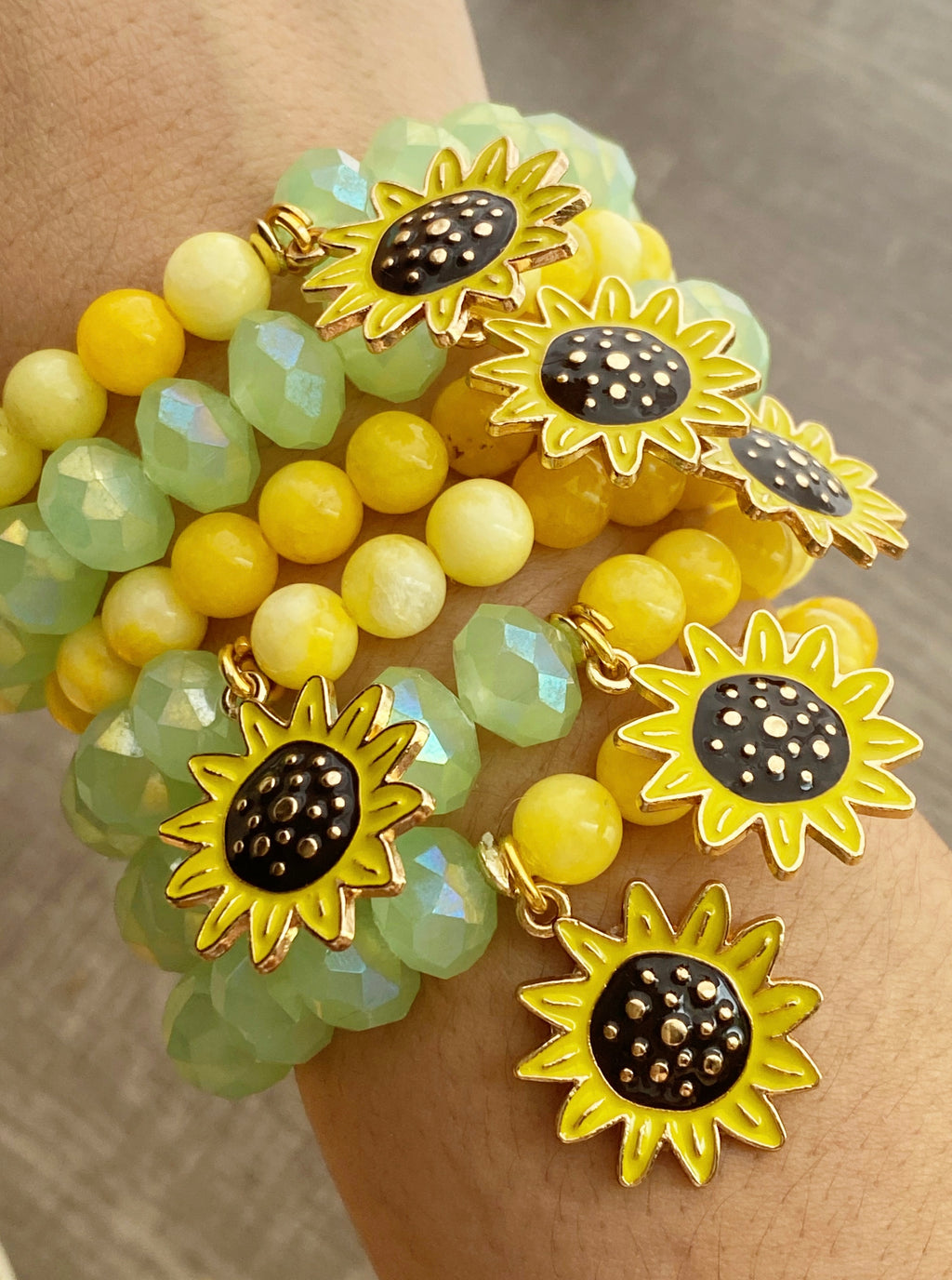 Sunflower Fields Single Beaded Bracelet