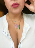 Butterfly Kisses Rose Quartz Lariat Necklace