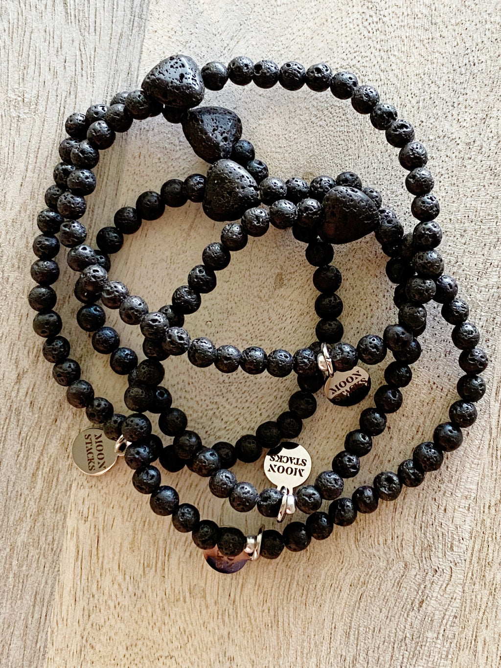 Dainty Lava Stone Heart Beaded Bracelet