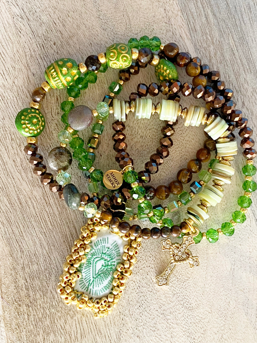 Sacred Heart Escapulario Bracelet Stack