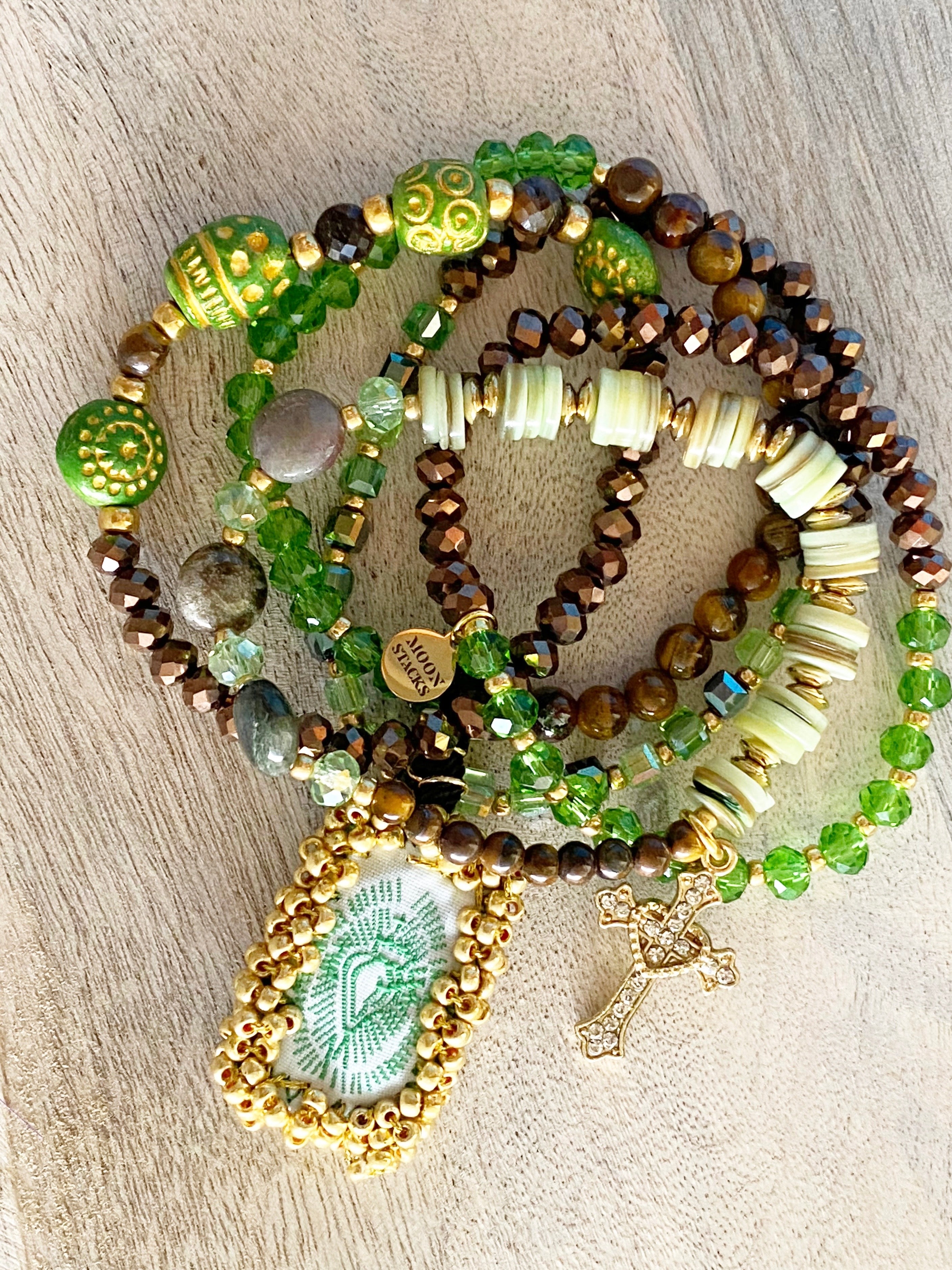 Sacred Heart Escapulario Bracelet Stack