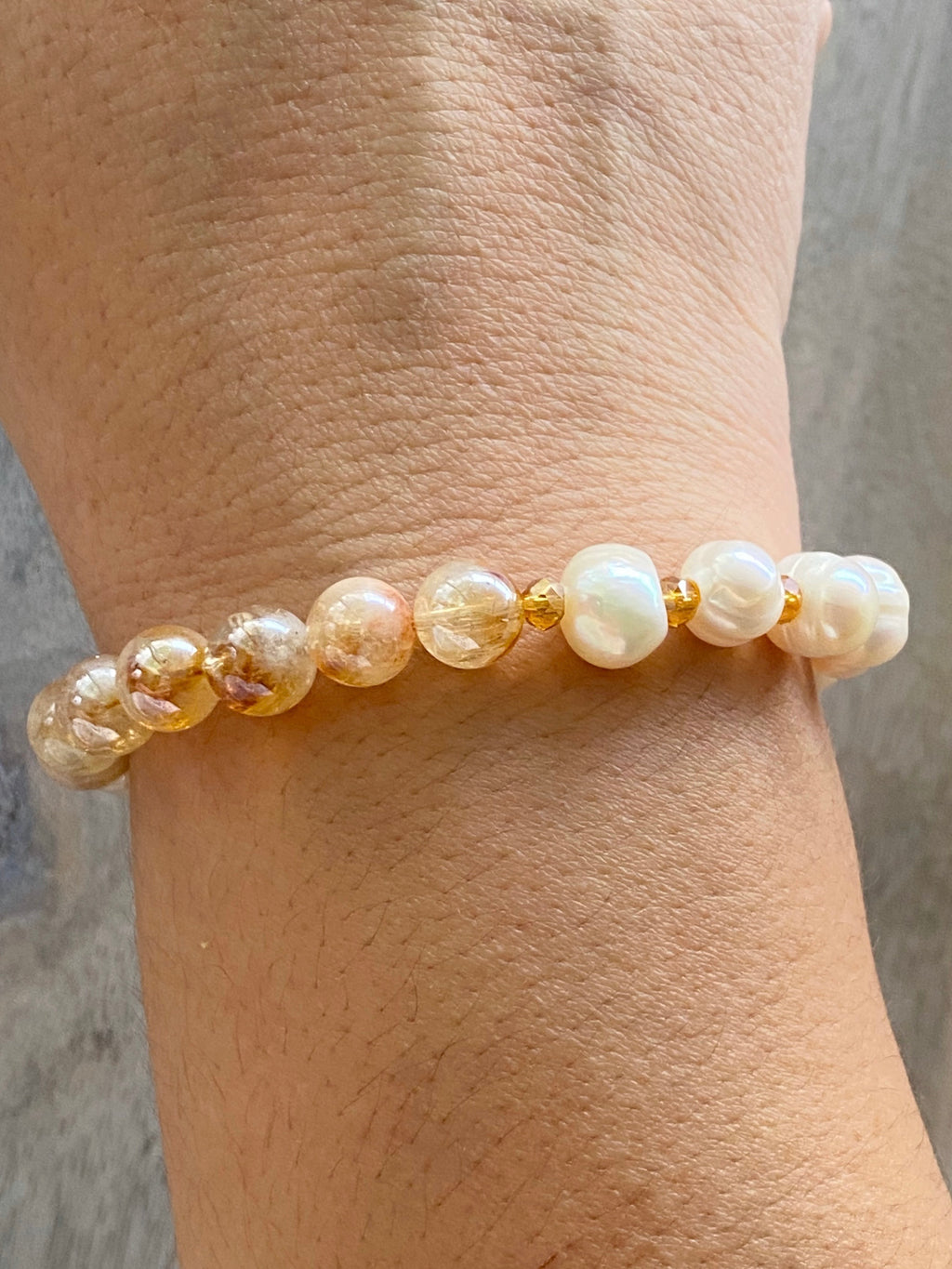 Bliss Citrine & Pearls Single Bracelet