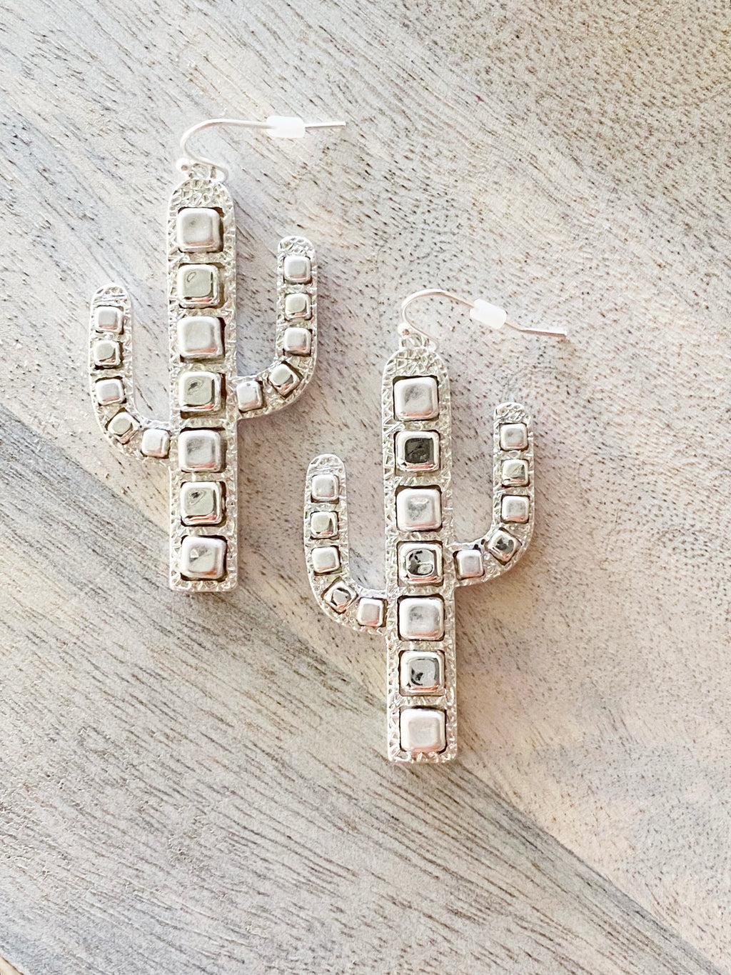 Silver Cactus Western Earrings
