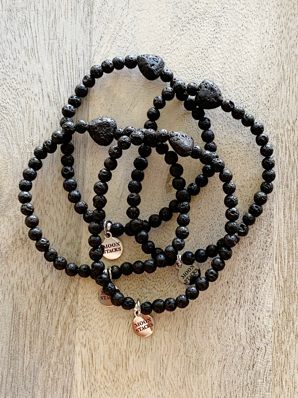 Dainty Lava Stone Heart Beaded Bracelet