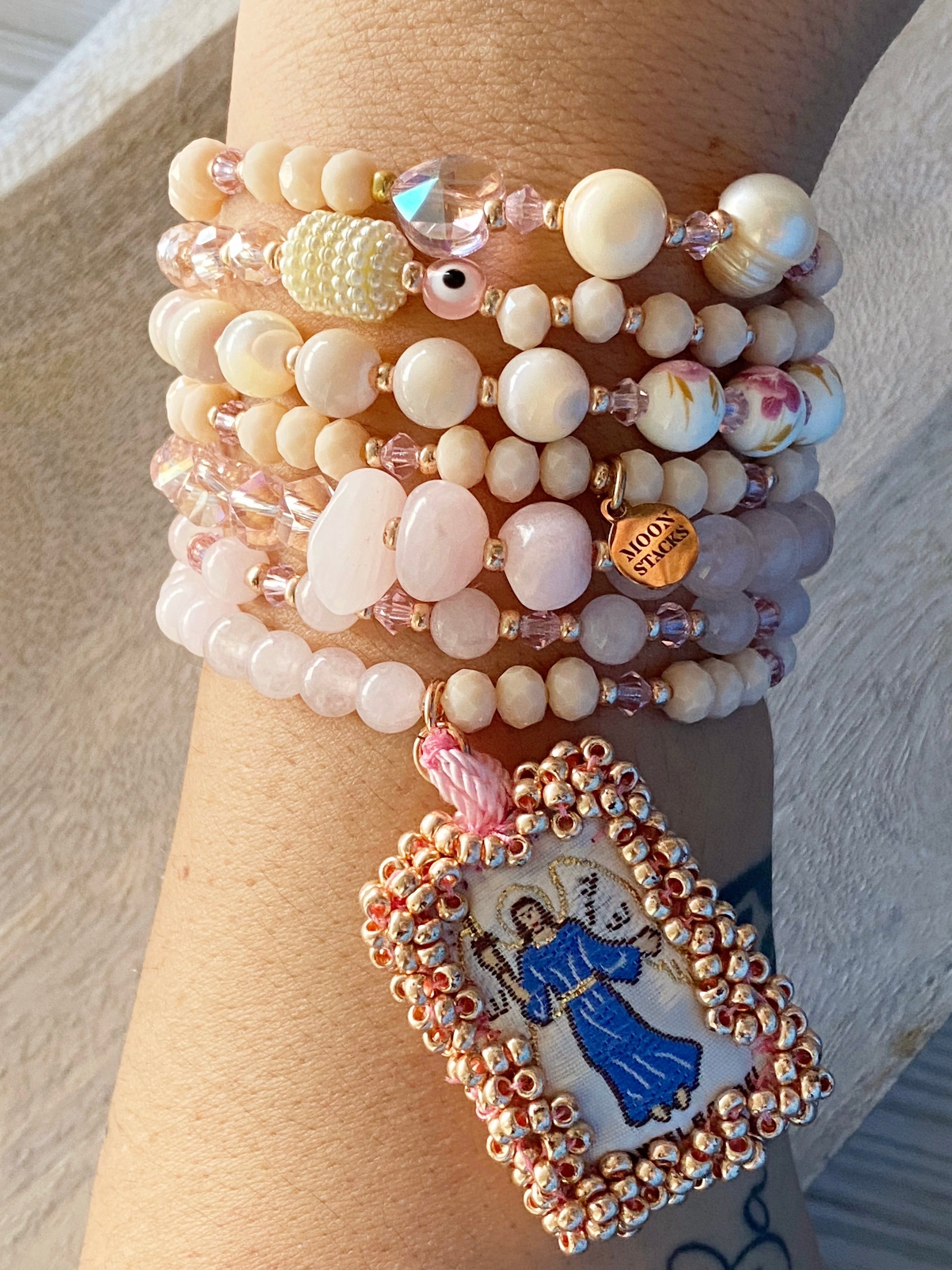 Archangel Raphael Escapulario Bracelet Stack