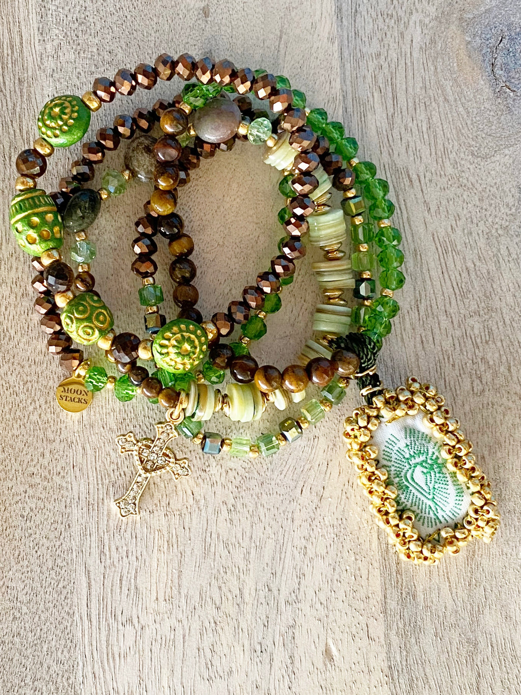 Sacred Heart Escapulario Bracelet Stack