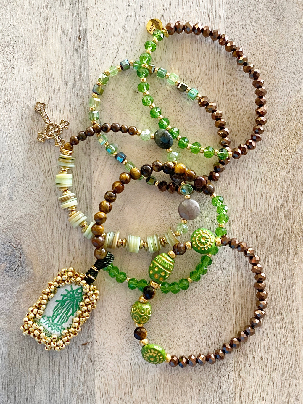 Sacred Heart Escapulario Bracelet Stack