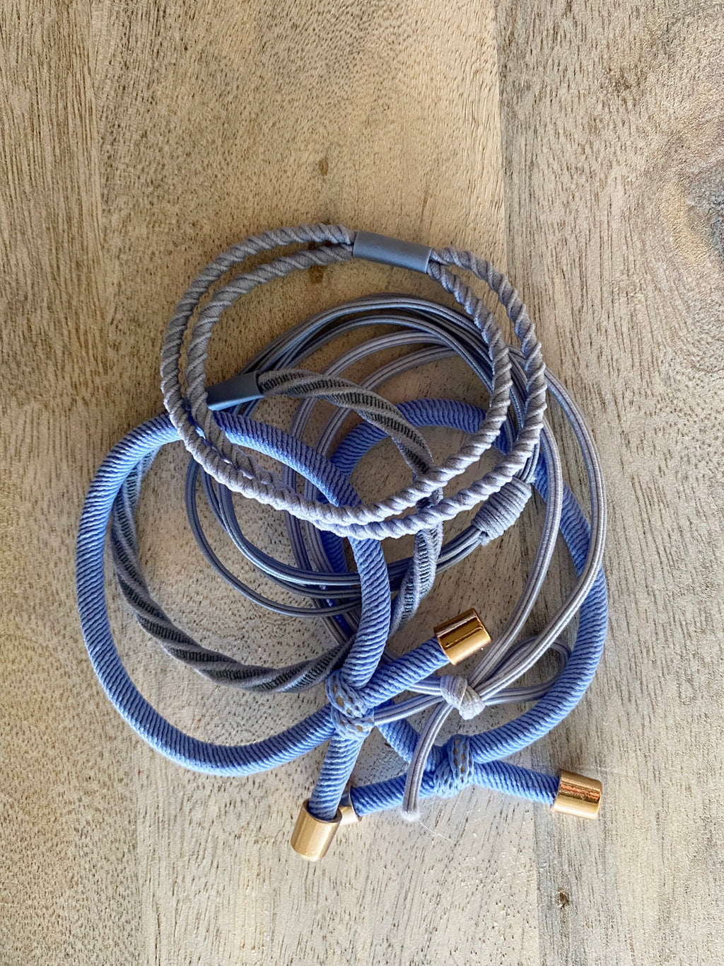 Blue Hair Tie Stack