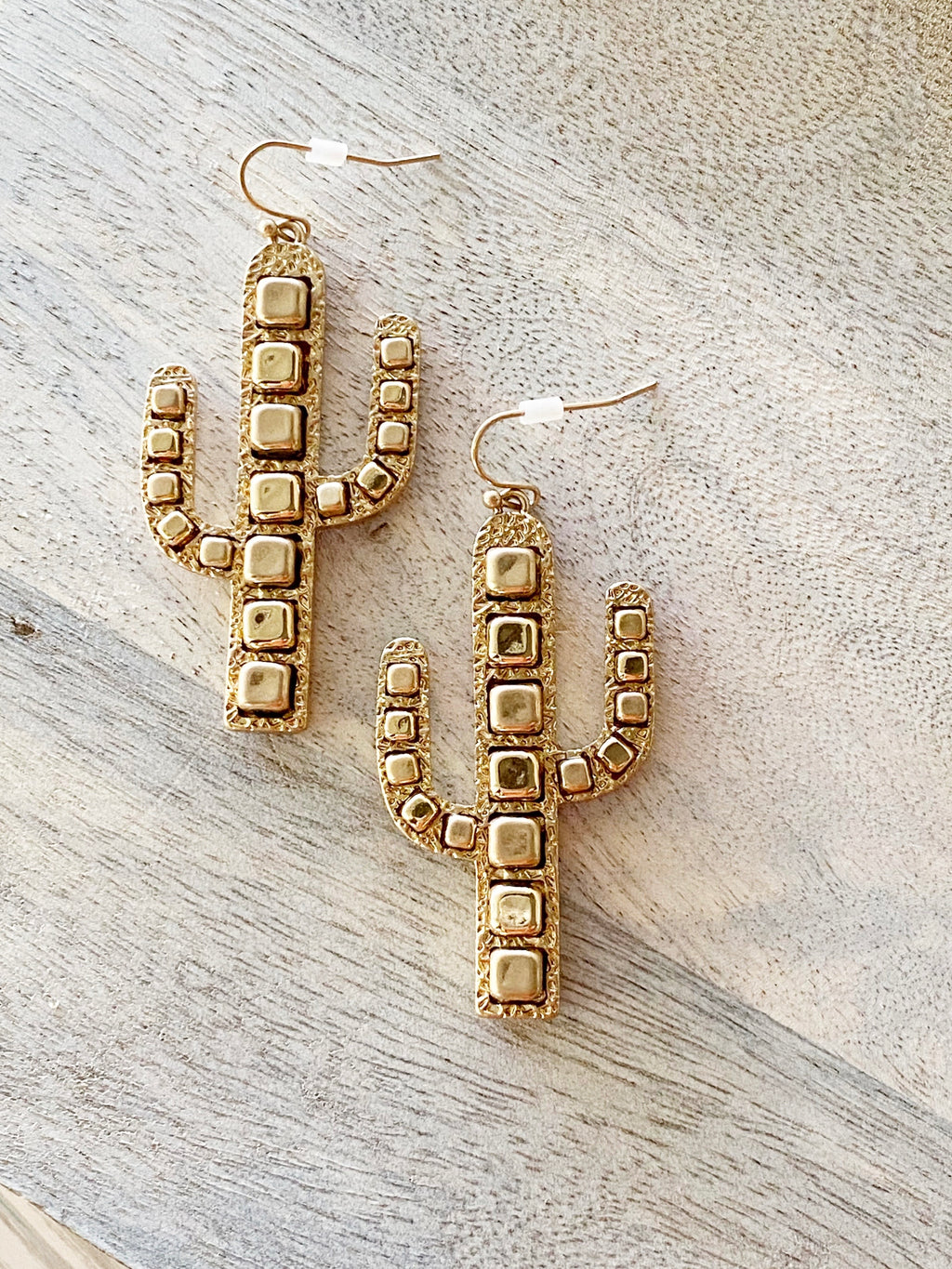 Golden Cactus Western Earrings