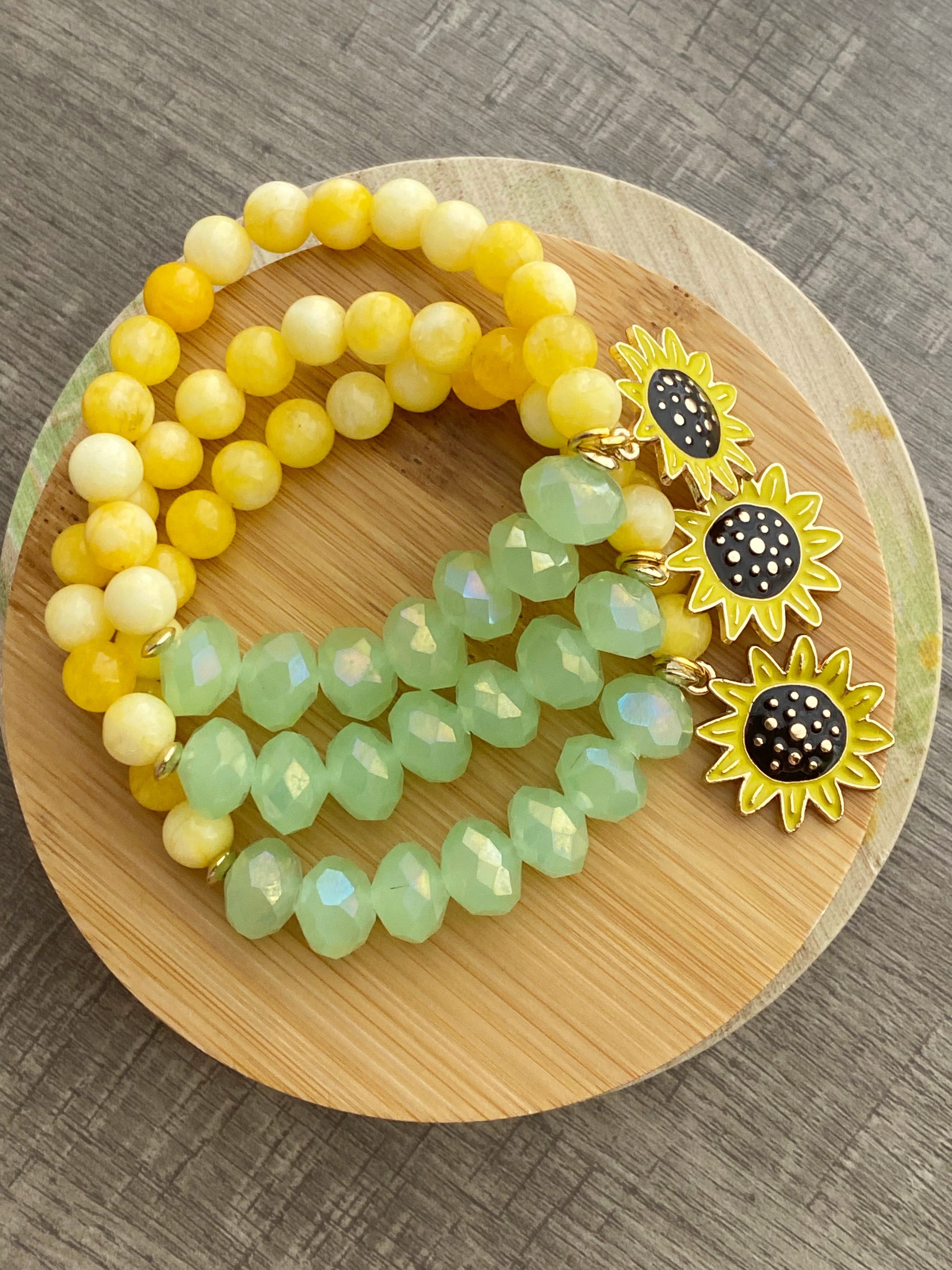 Sunflower Fields Single Beaded Bracelet