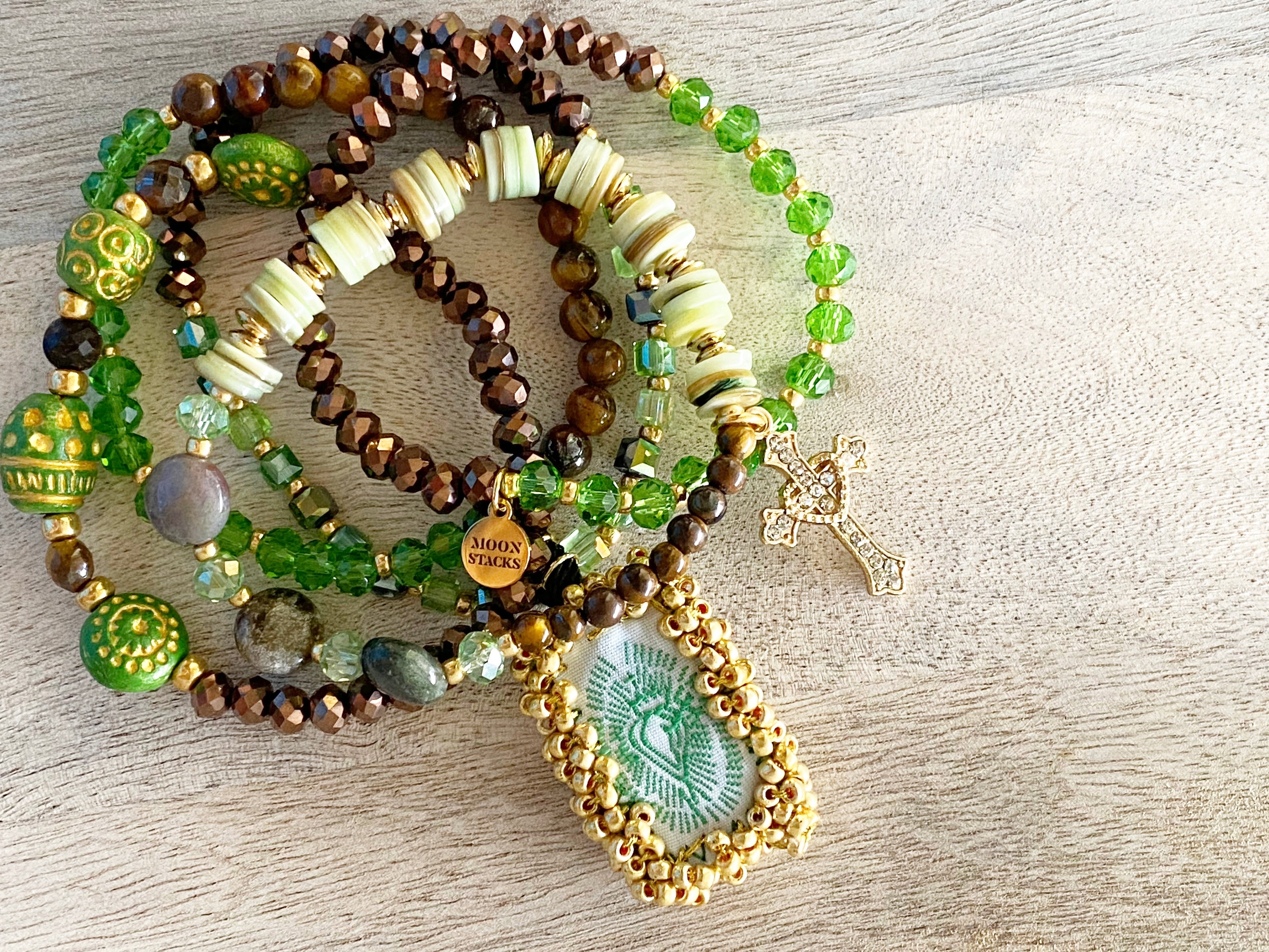 Sacred Heart Escapulario Bracelet Stack