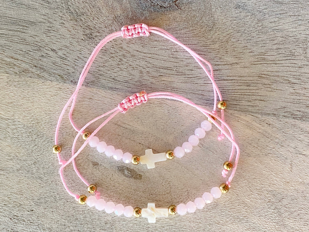 Cross String Bracelet (Pink)