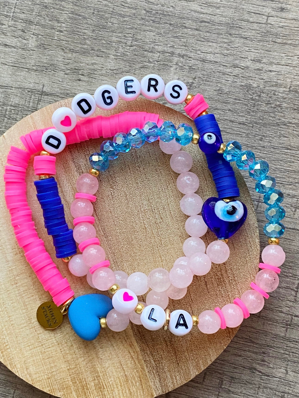 Dodgers Inspired Beaded Bracelet Stack