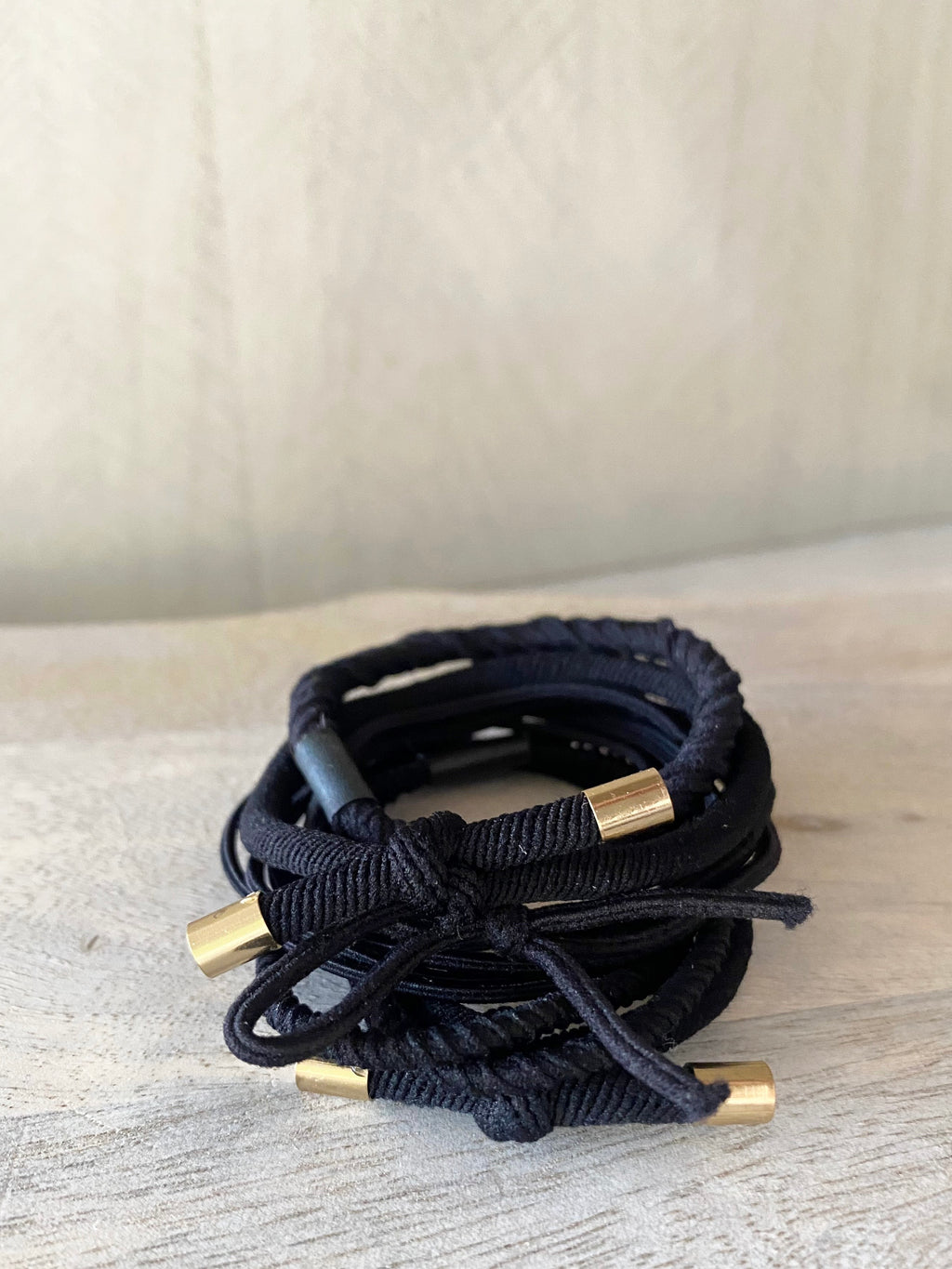 Black Hair Tie Stack