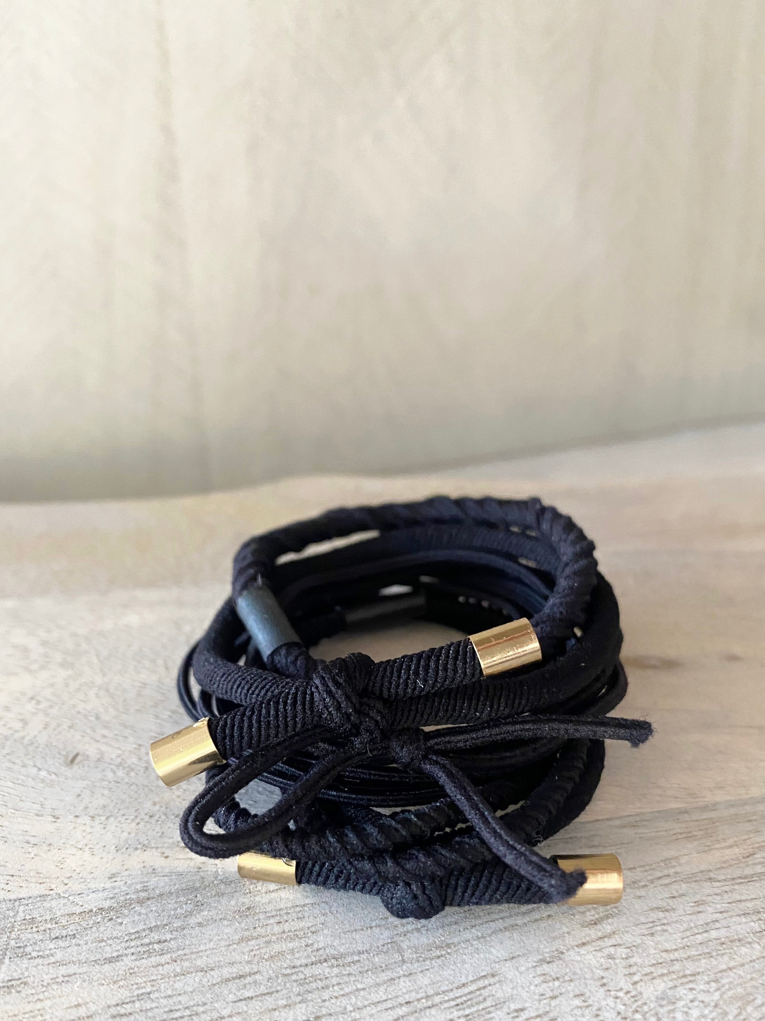 Black Hair Tie Stack