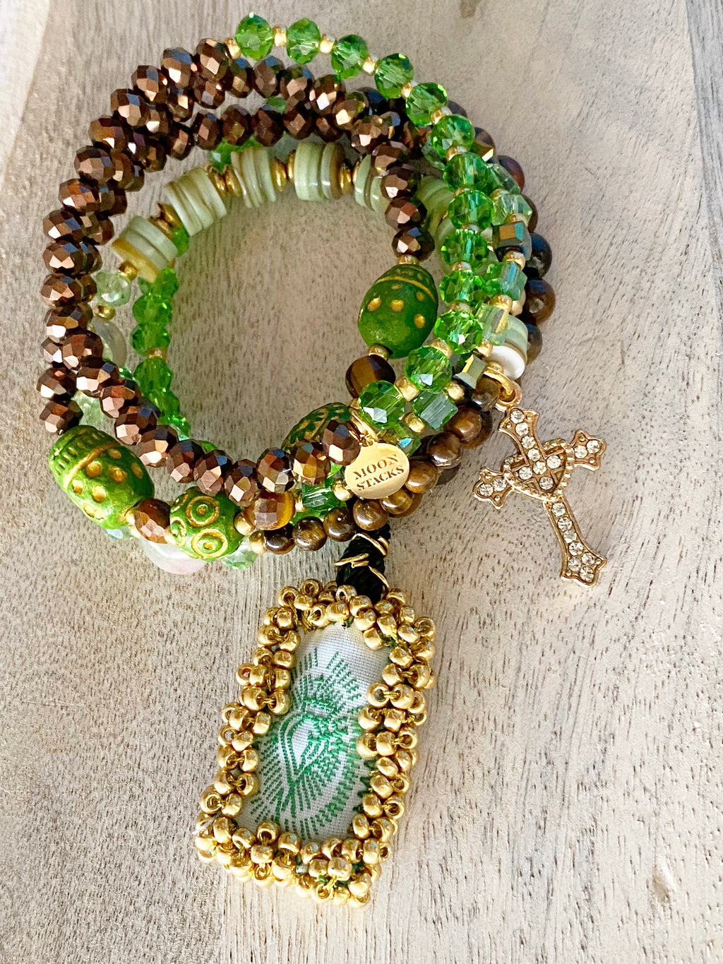 Sacred Heart Escapulario Bracelet Stack