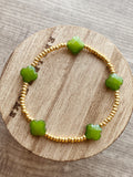 Green Clover Dainty Bead Bracelet