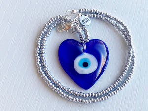 Protection Heart Evil Eye Necklace