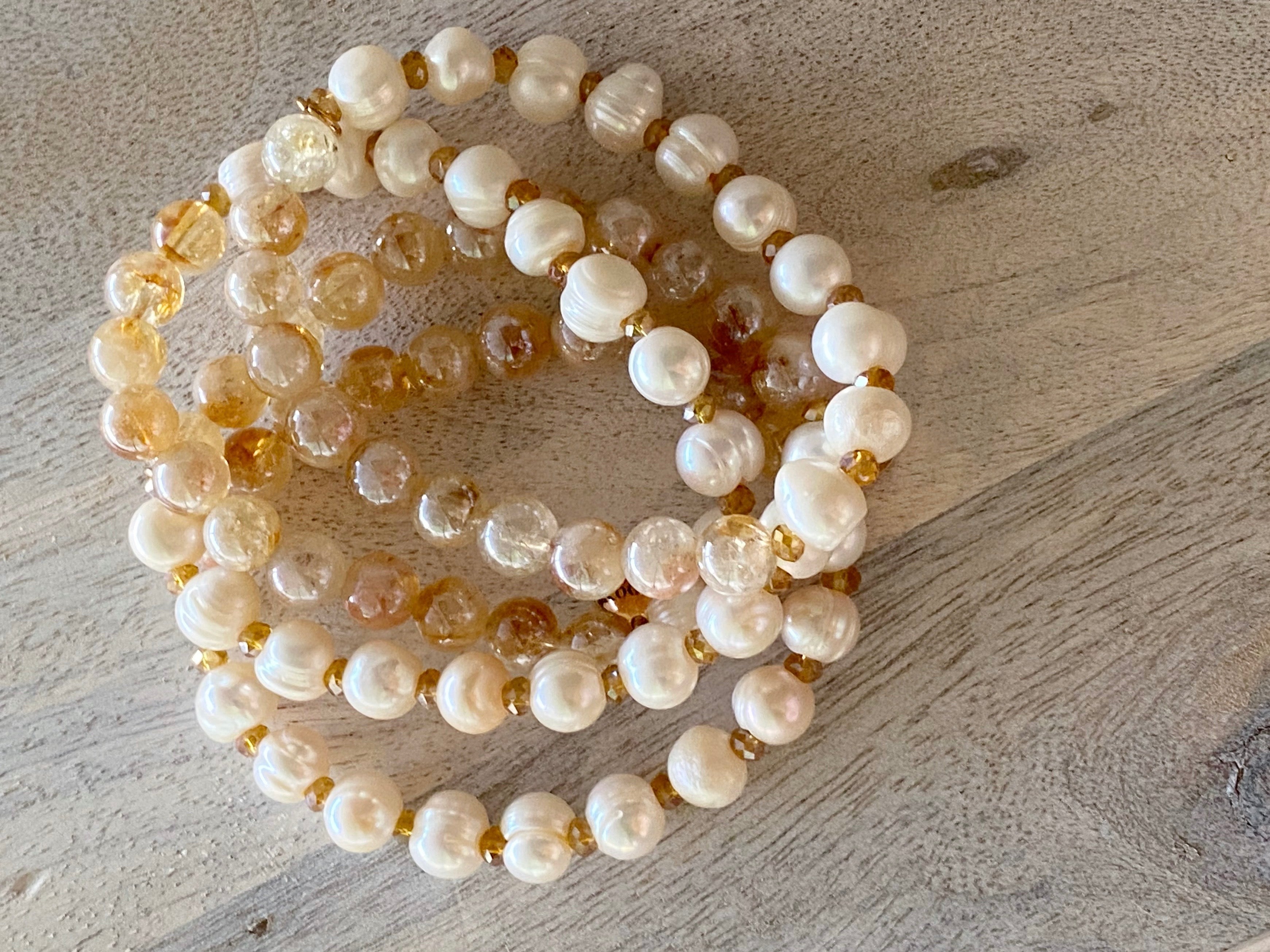Bliss Citrine & Pearls Single Bracelet