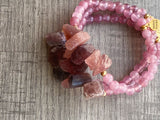 Scorpio Woman Onyx & Cherry Quartz Beaded Bracelet
