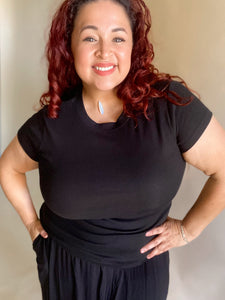 Lolita Ribbed Fabric Top Black