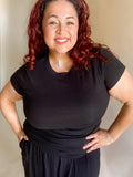 Lolita Ribbed Fabric Top Black