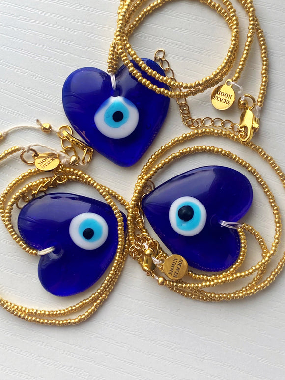 Protection Heart Evil Eye Necklace