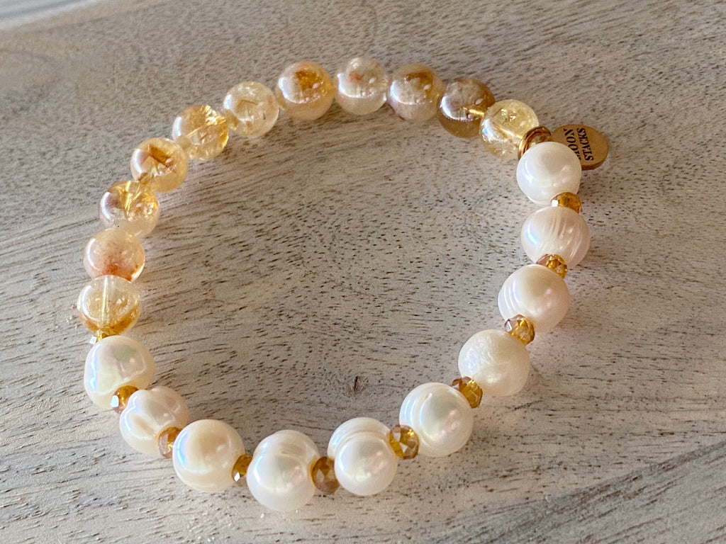 Bliss Citrine & Pearls Single Bracelet