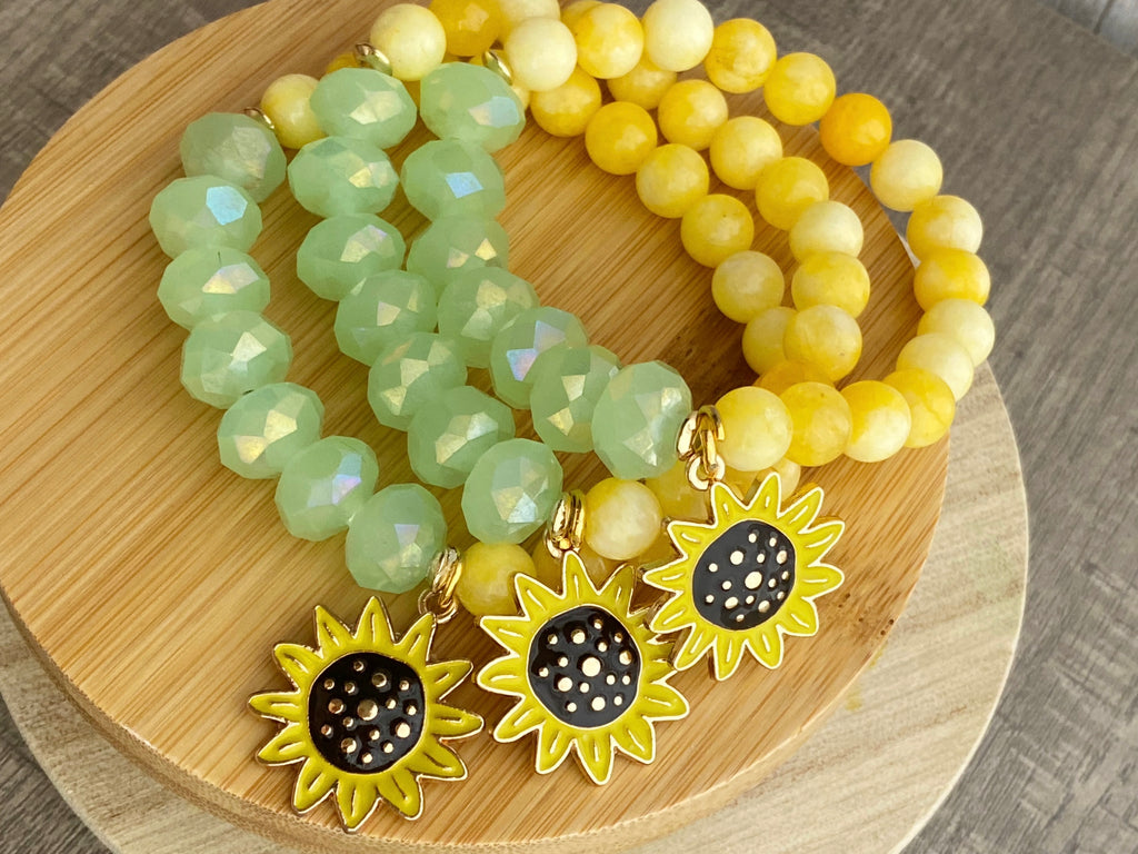 Sunflower Fields Single Beaded Bracelet