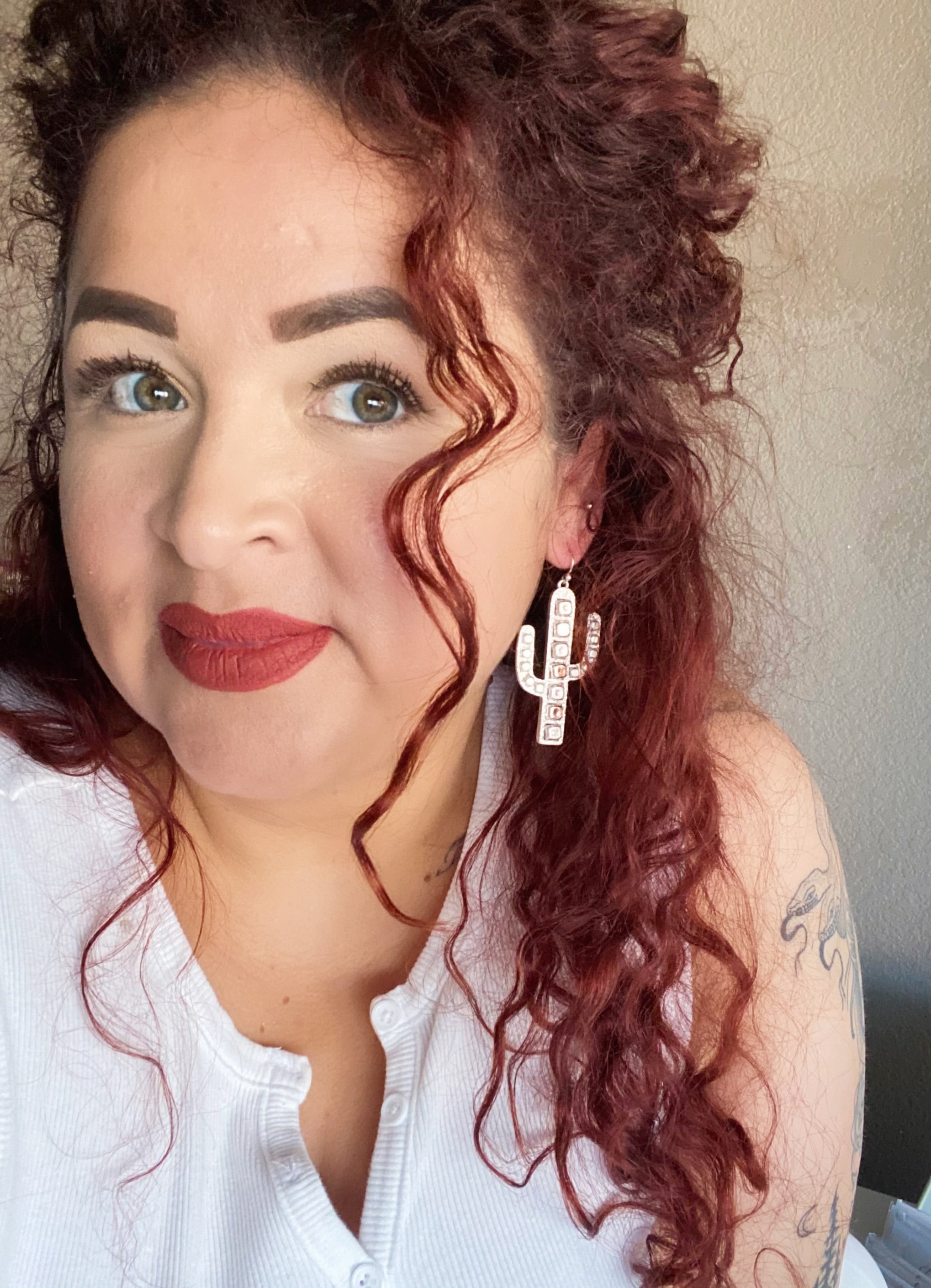 Silver Cactus Western Earrings