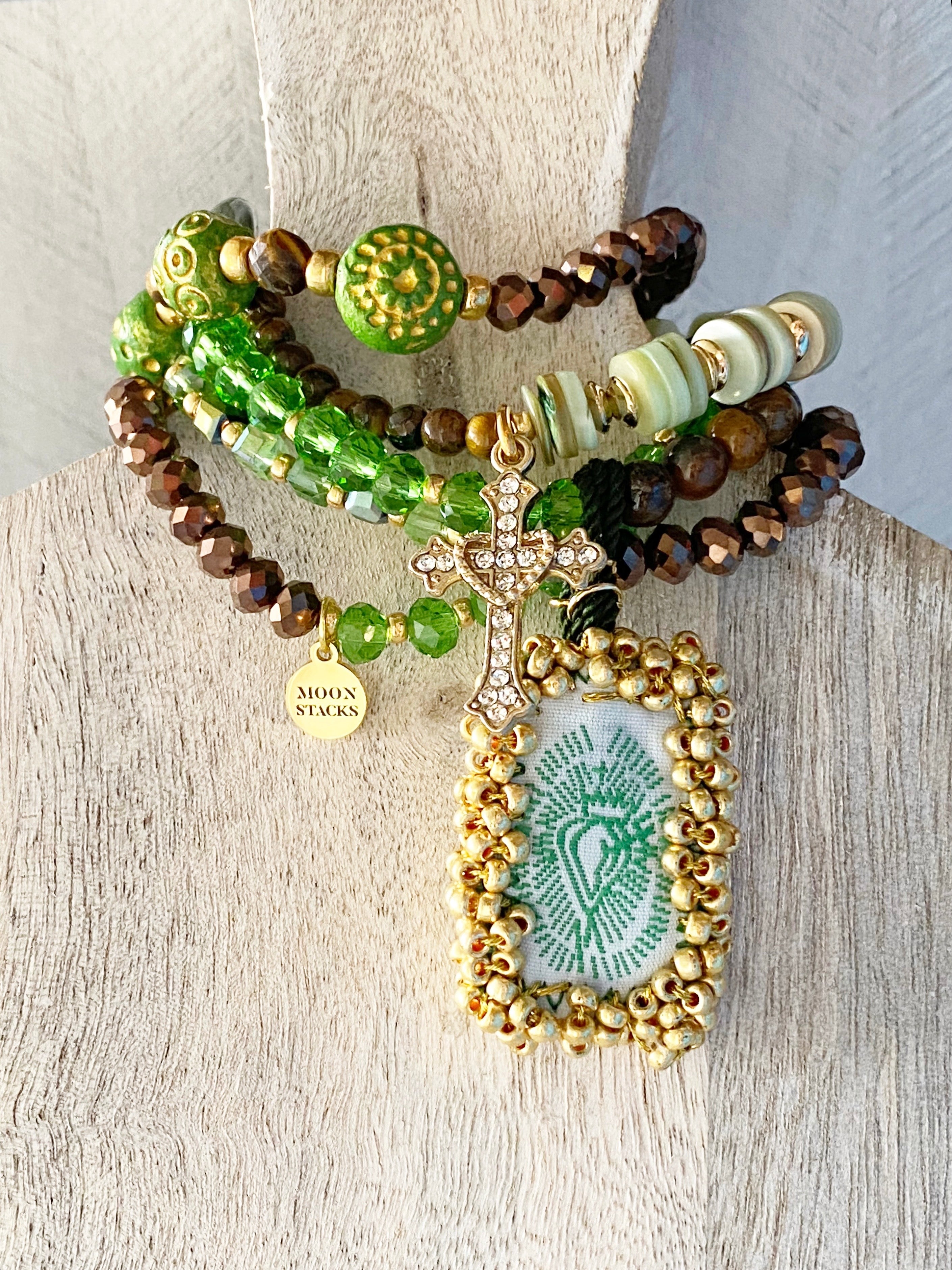 Sacred Heart Escapulario Bracelet Stack