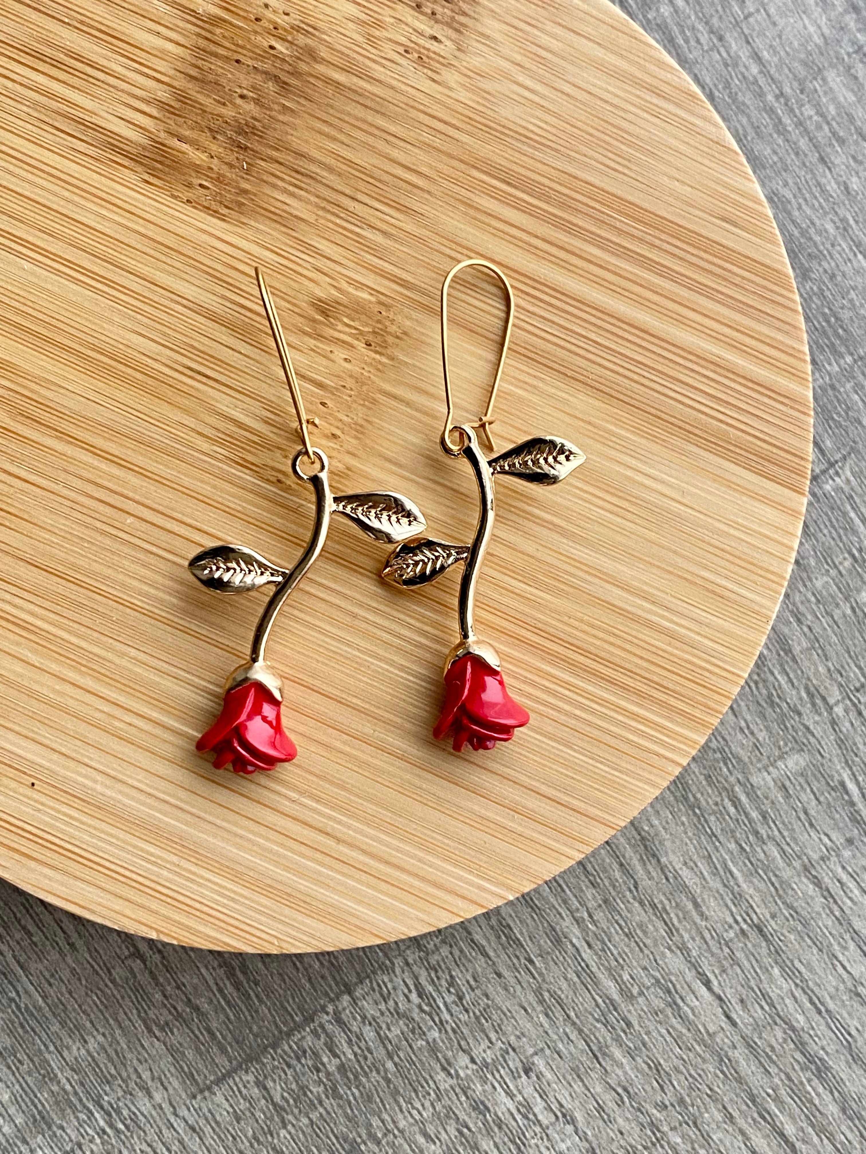 Belle Red Rose Earrings