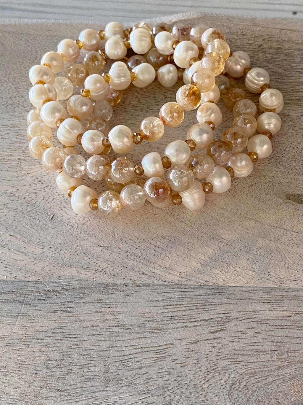 Bliss Citrine & Pearls Single Bracelet