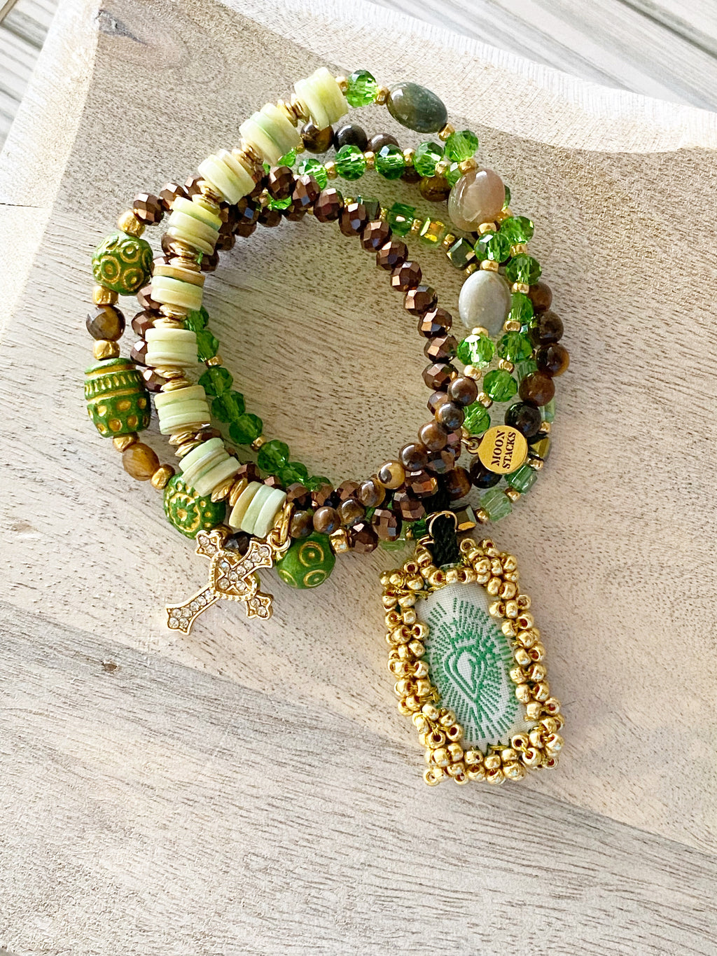 Sacred Heart Escapulario Bracelet Stack